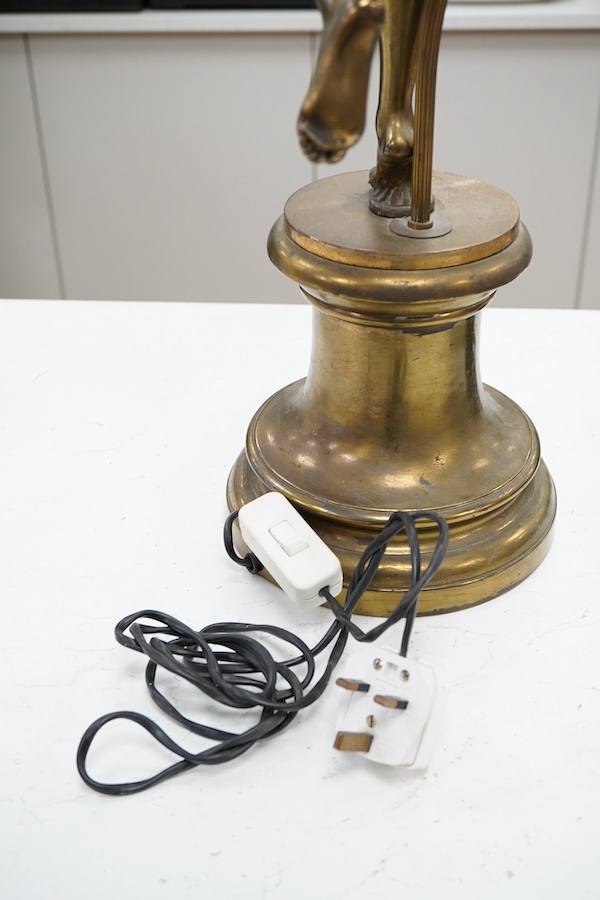 A 20th century brass figural table lamp, 81cm to top of figure